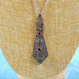Judith Jack sterling silver Art Deco pendant on Judith Jack .925 chain